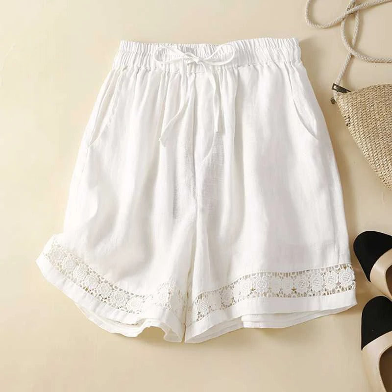 Carina | Women's Relaxed Lace Trim Shorts - Image 1