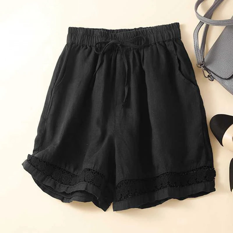 Carina | Women's Relaxed Lace Trim Shorts - Image 2