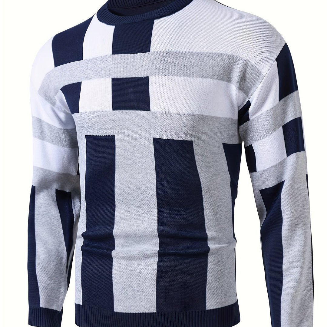 Carsten | Men's Knit Sweater Colourblock Crew Neck - Image 1