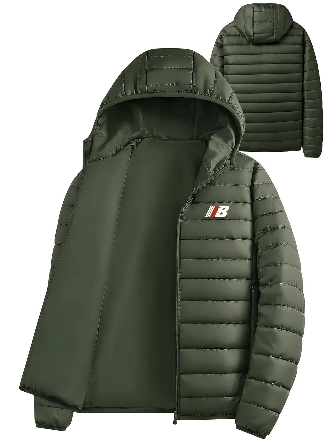 Carvel | Men's Hooded Puffer Jacket for Winter - Olive Green - Image 1