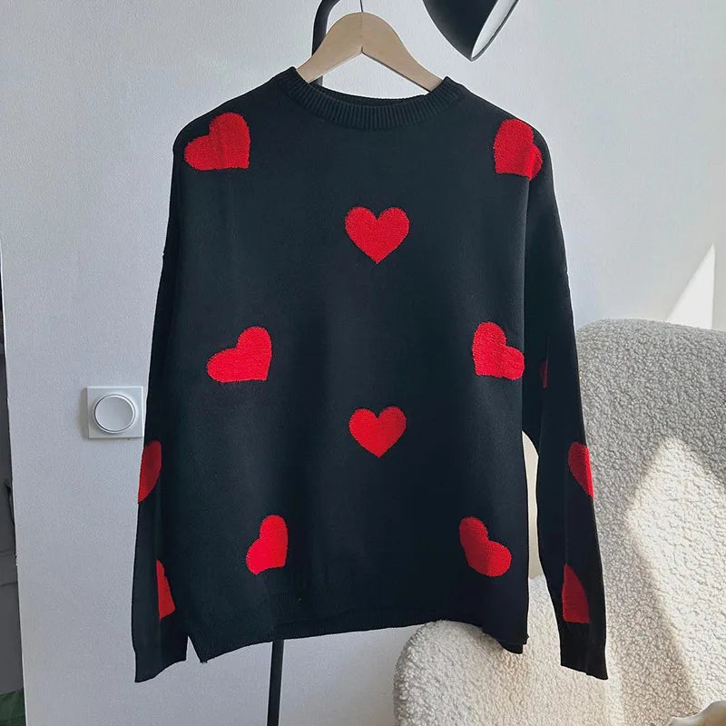Celeste | Women's Heart Print Long Sleeve Sweater - Image 2
