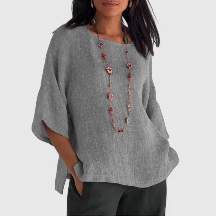 Celine | Women's 3/4 Sleeve Relaxed Blouse - Grey - Image 1