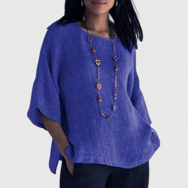 Celine | Women's 3/4 Sleeve Relaxed Blouse - Grey - Image 2
