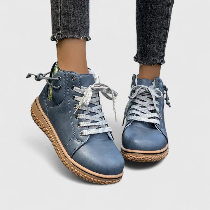 Clarissa | Women's Lace Up Ankle Boots - Blue - Image 1