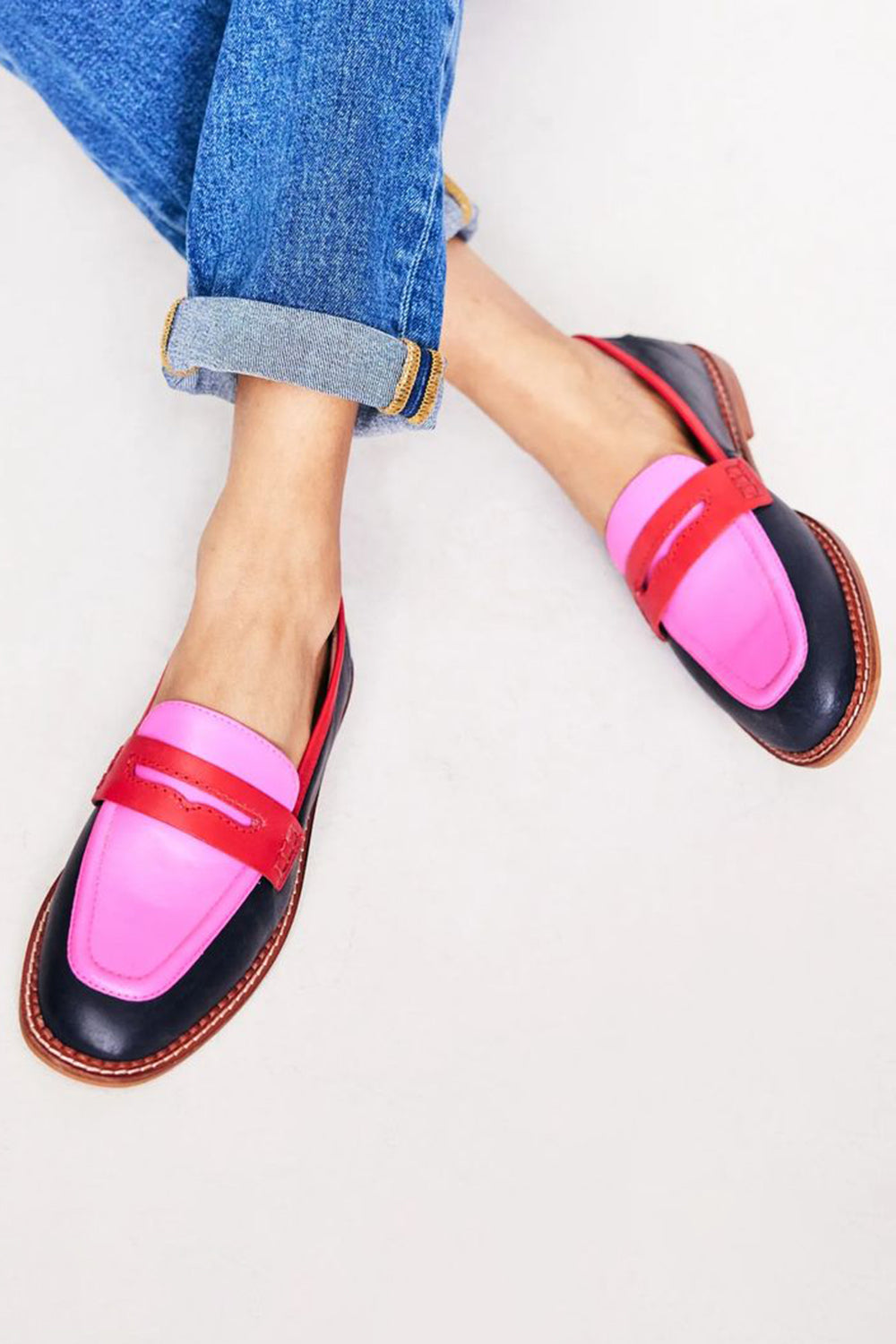 Clarisse | Women's Colourful Slip-On Loafers - Pink - Image 1