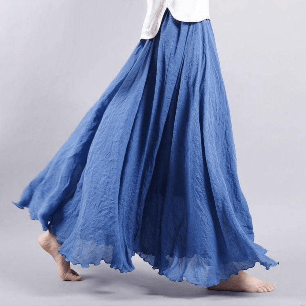 Clea | Women's Flowy High Waist Boho Maxi Skirt - Coral - Image 2