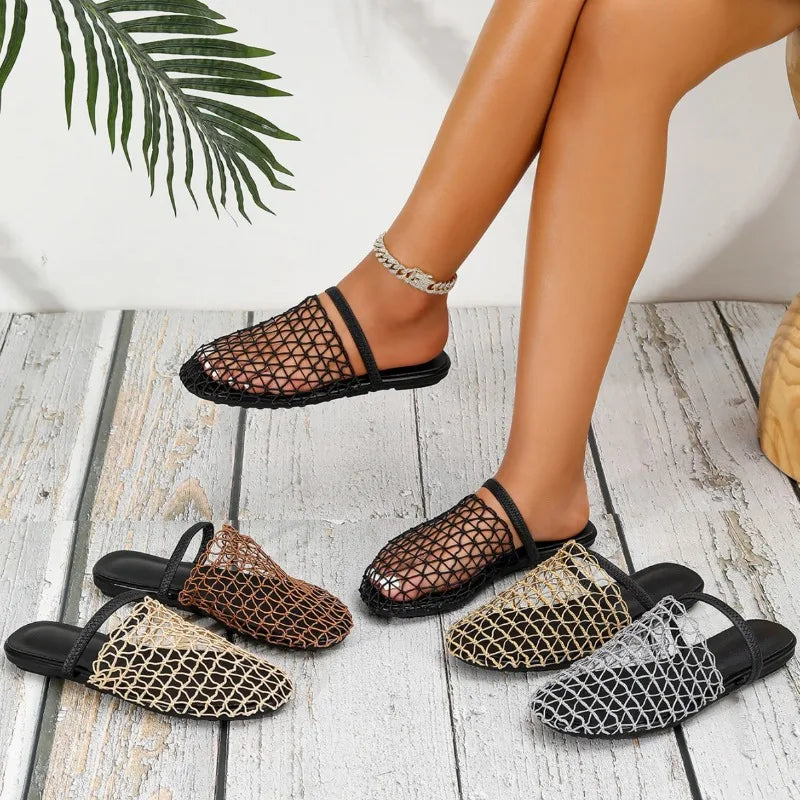 Clémentine | Women's Geometric Flat Sandals - Image 2