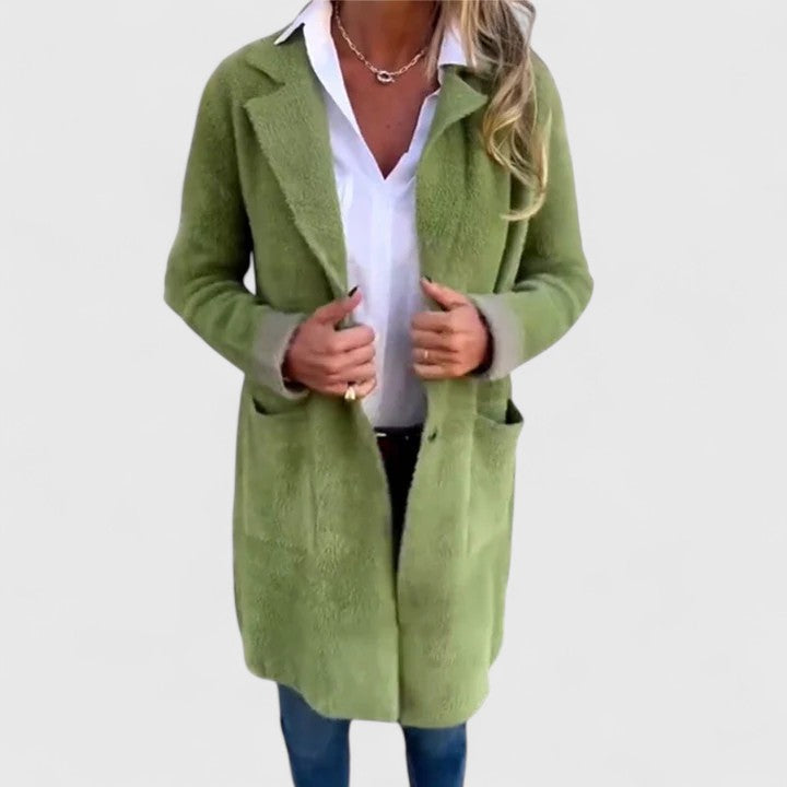 Colvara | Women's Long Button Cardigan Cosy Layering Piece - Green - Image 2