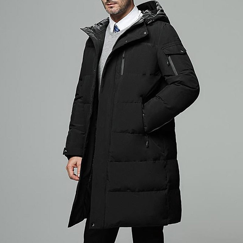 Colveth | Men's Hooded Longline Puffer Jacket - Black - Image 1