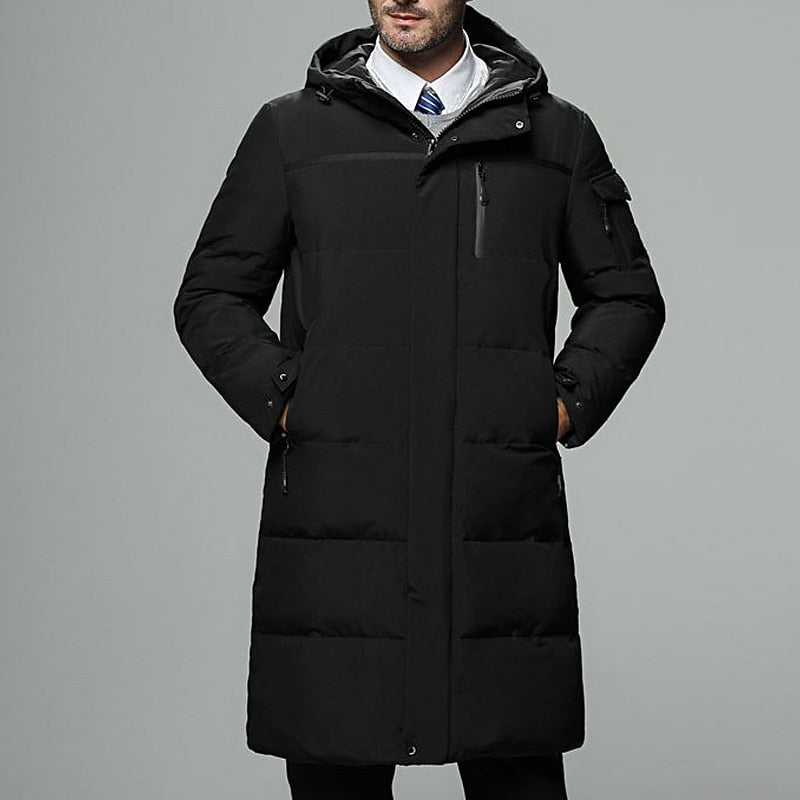 Colveth | Men's Hooded Longline Puffer Jacket - Black - Image 2