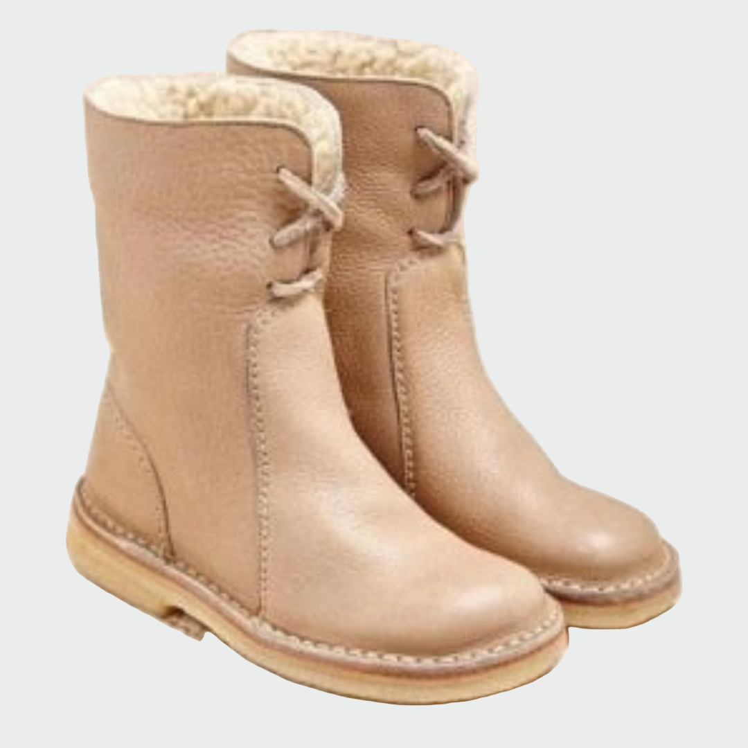 Corabel | Women's Fleece-Lined Leather Ankle Boots - Camel - Image 1