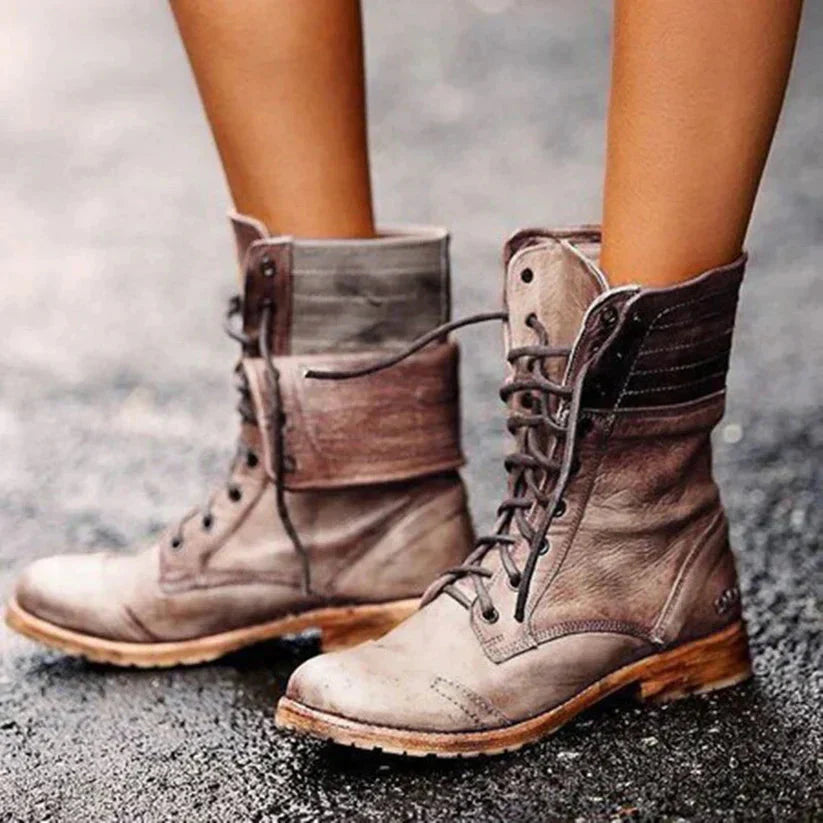 Cordarian | Women's Lace Up Mid Calf Boots - Image 1