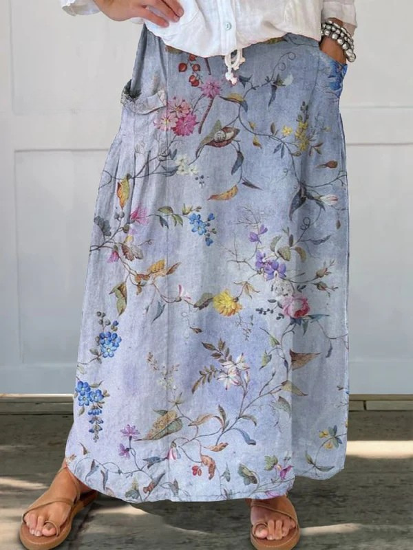 Cordelia | Women's Floral Midi Skirt - Floral - Image 1