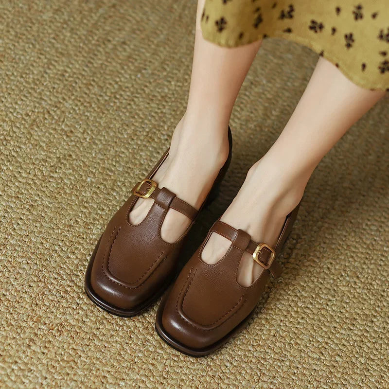 Cordelia | Women's T-Strap Mary Jane Square Toe Block Heel - Image 1