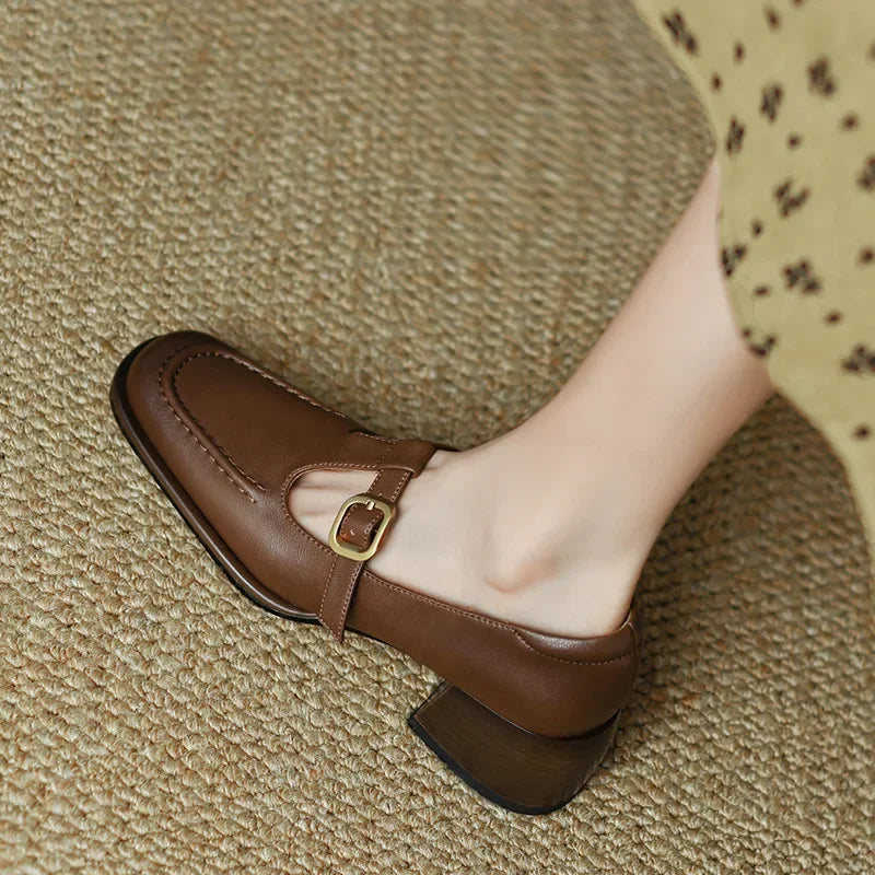 Cordelia | Women's T-Strap Mary Jane Square Toe Block Heel - Image 2