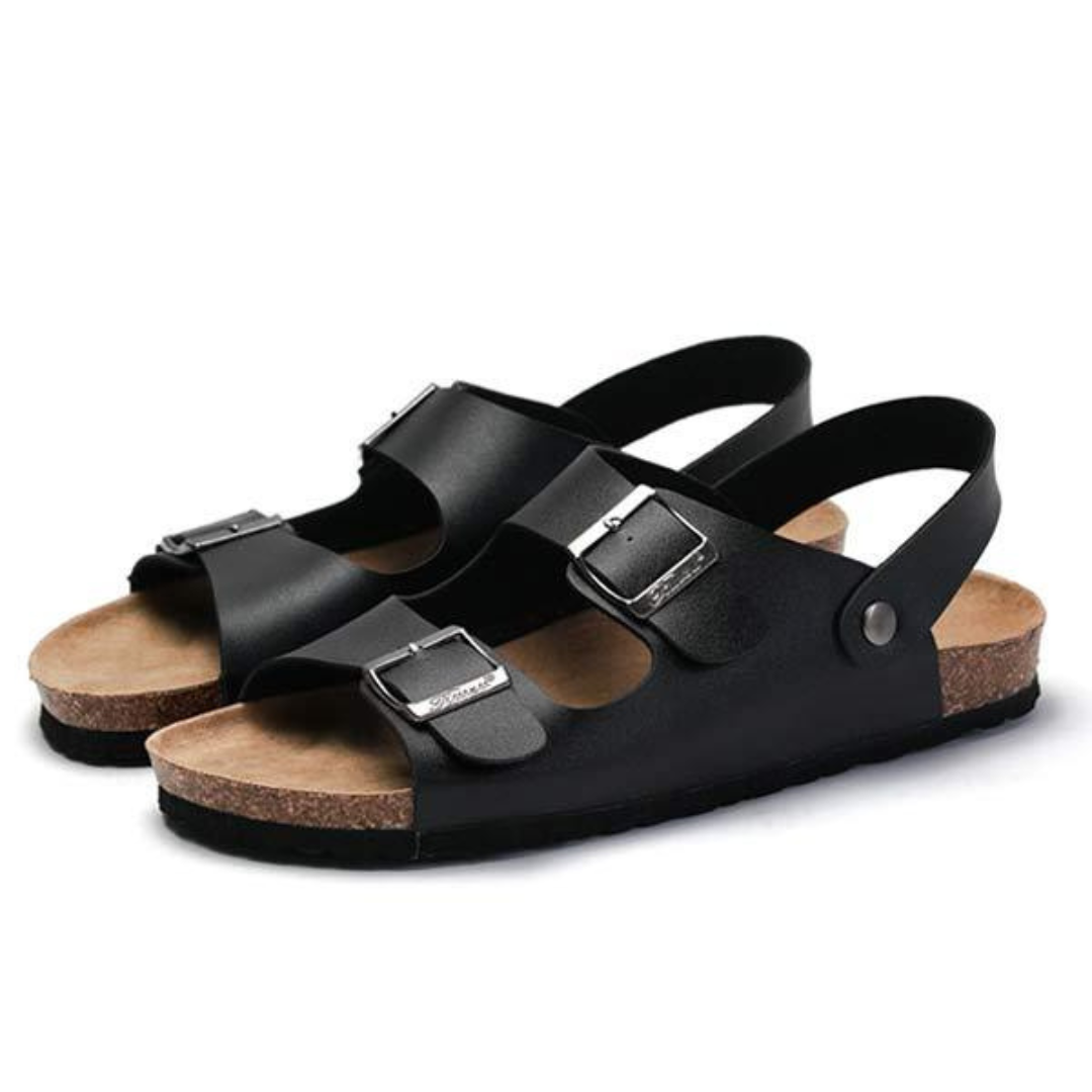 Cordette | Women's Double Buckle Black Sandals - Image 1