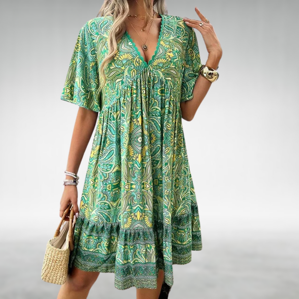 Cordissia | Women's Paisley Boho Mini Dress - Image 2