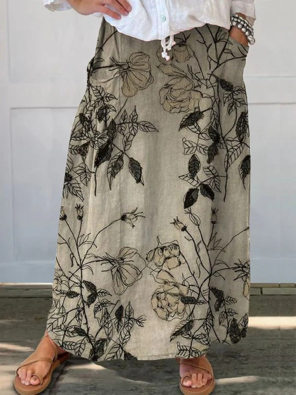 Cordwyna | Women's Floral Print Maxi Skirt - Floral - Image 1