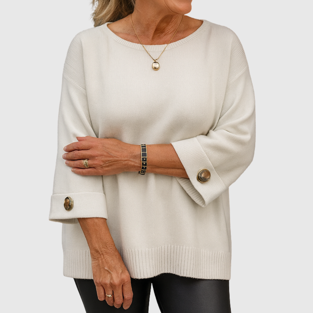 Corette | Women's Relaxed Fit Knit Sweater - Cream - Image 1