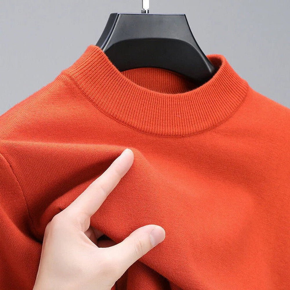 Corvan | Men's Mock Neck Knit Pullover Sweater - Image 2