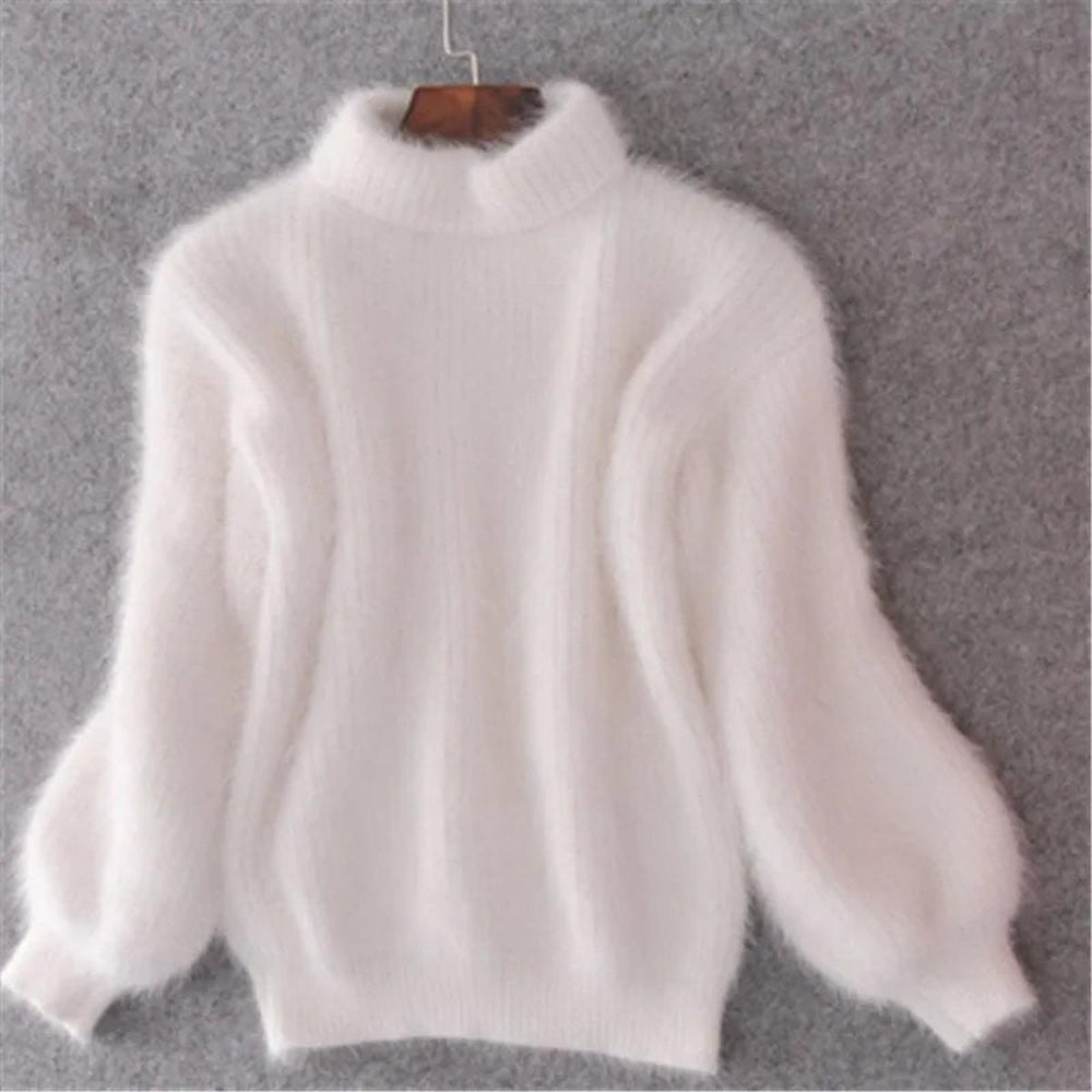 Corvina | Women's Fluffy Turtleneck Sweater - Baby Blue - Image 2