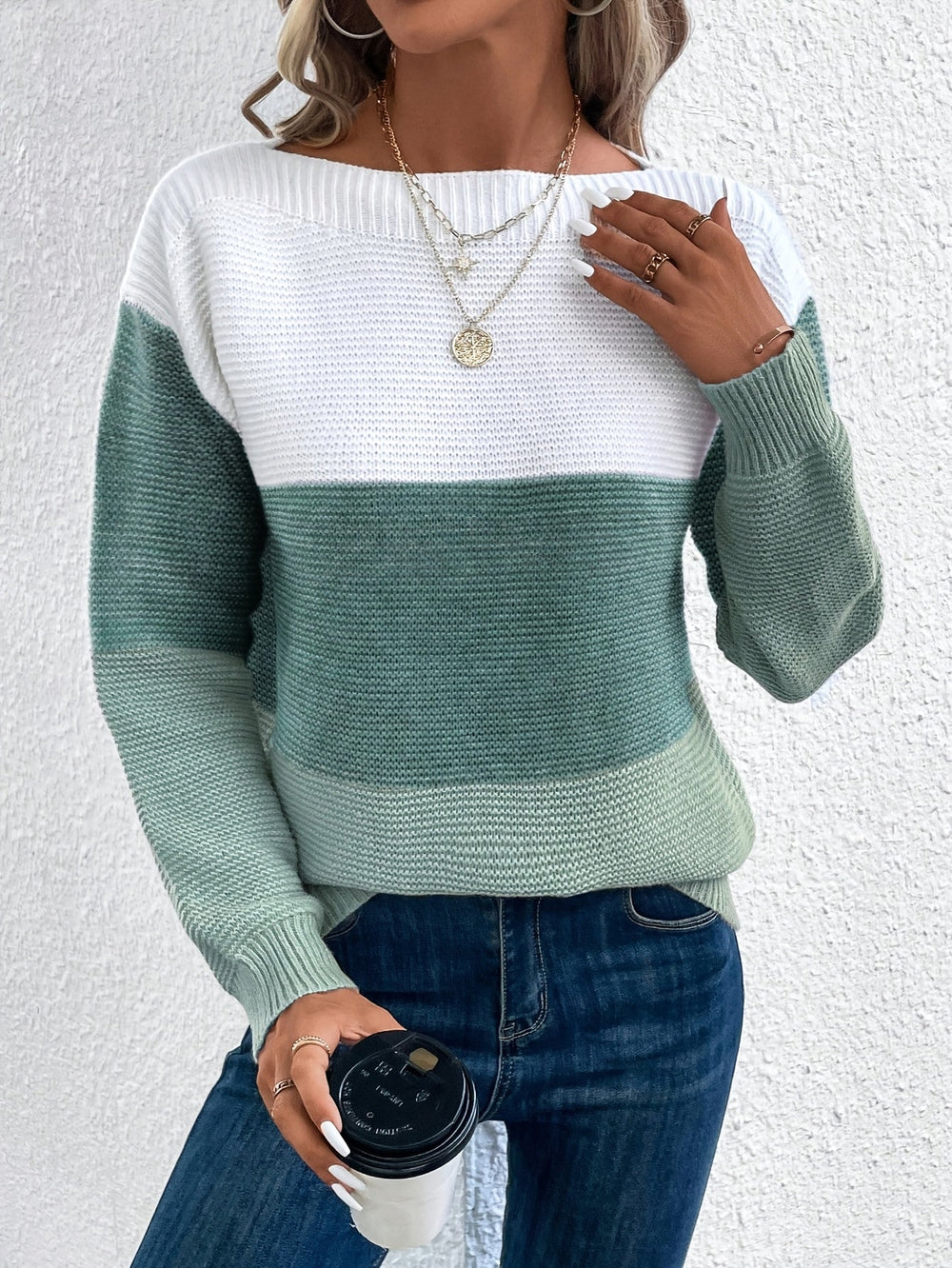 Cressida | Women's Colour Block Knit Sweater - Image 2