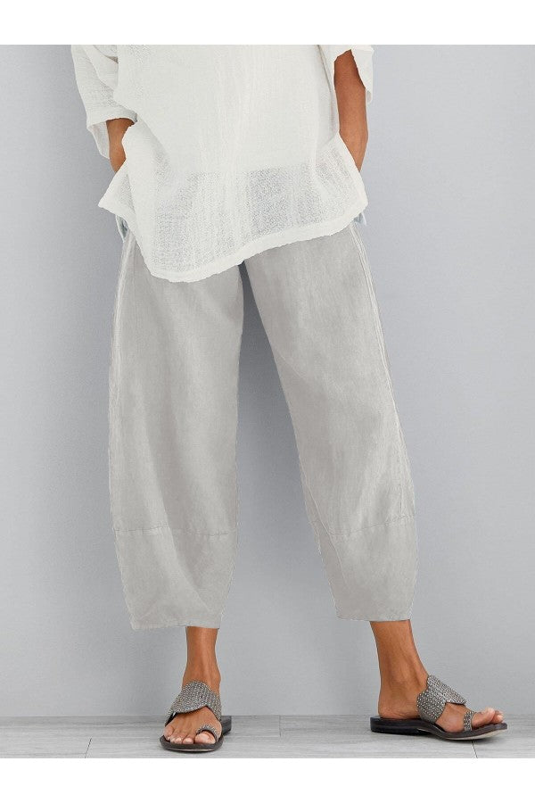 Dagny | Women's Relaxed Fit Tapered Cropped Pants - Light Grey - Image 1