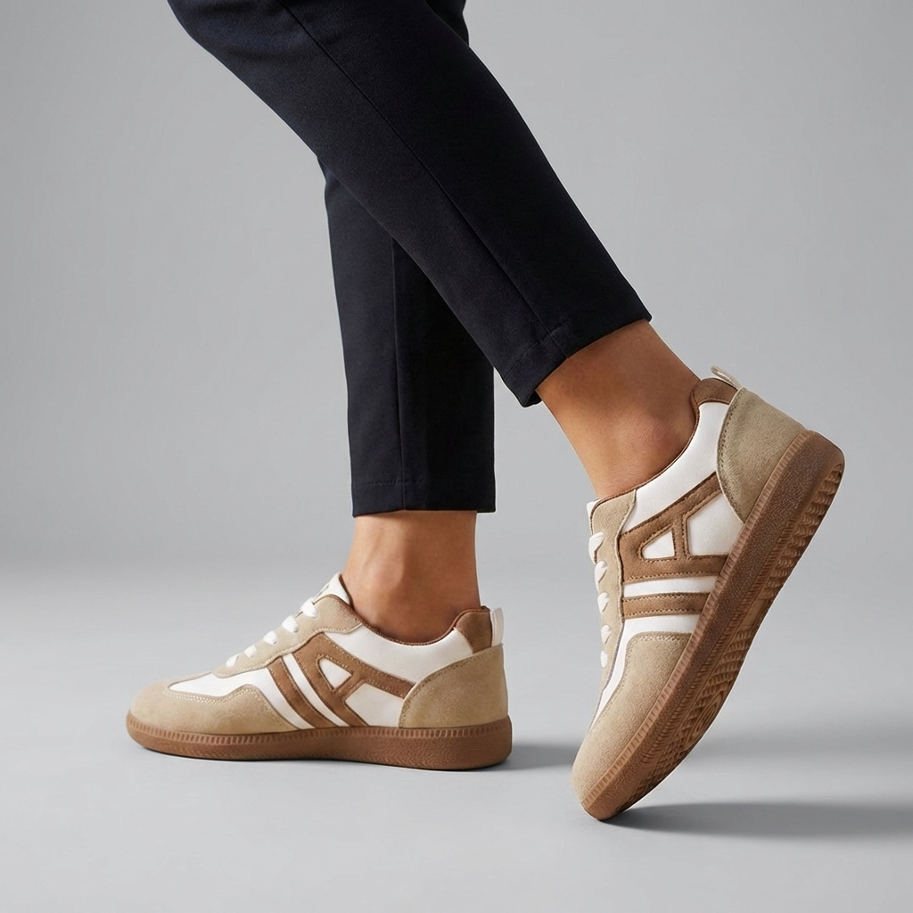 Dahlia | Women's Low Top Lace Up Casual Sneakers - Beige - Image 1