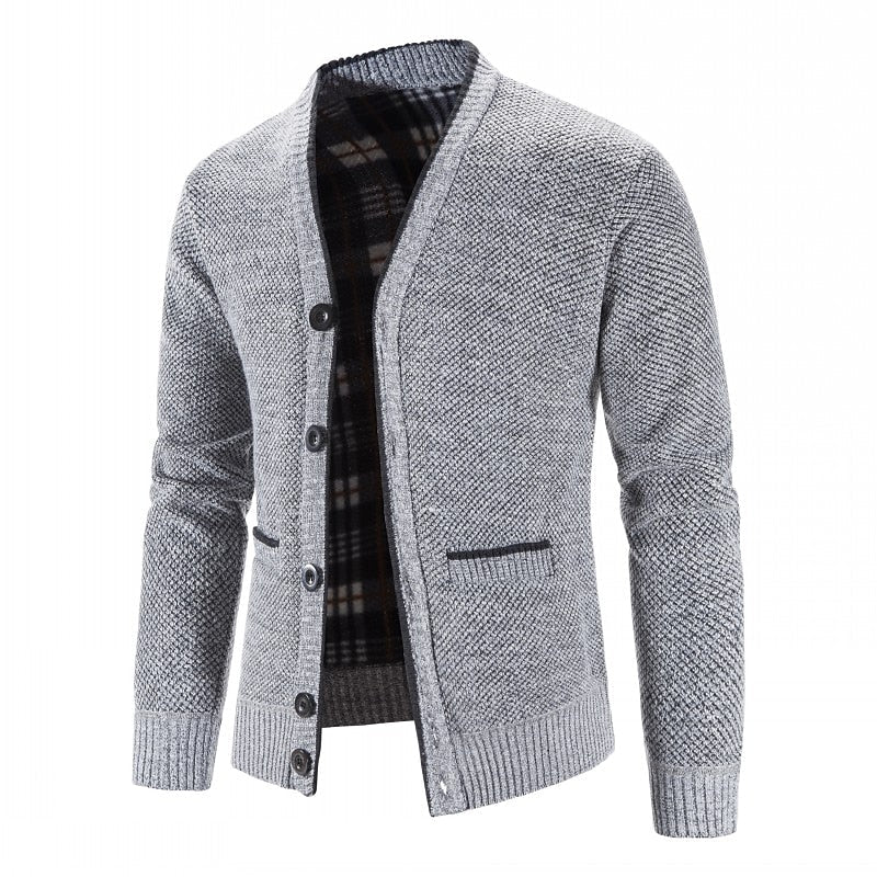 Dalvern | Men's Button-Front Cardigan Sweater - Light Grey - Image 1