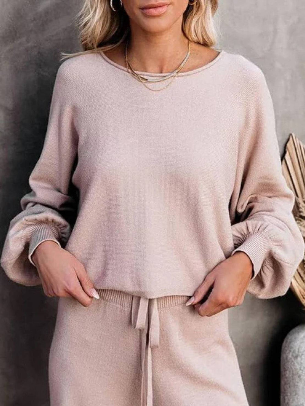 Daphne | Women's Cropped Sweatshirt Wide Leg Pants Set - Image 3