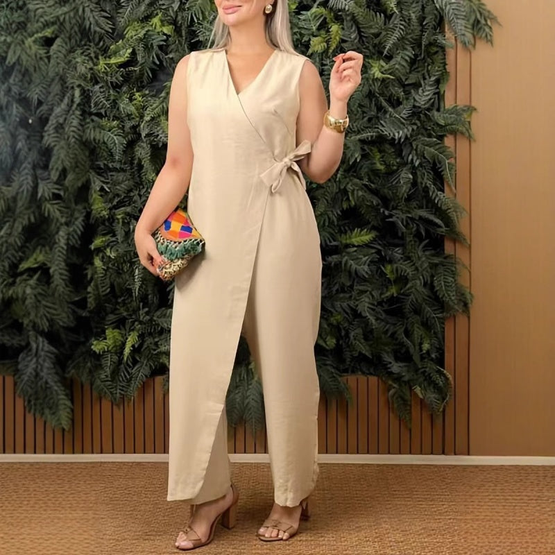 Daphne | Women's Wrap V-Neck Sleeveless Jumpsuit - Image 2