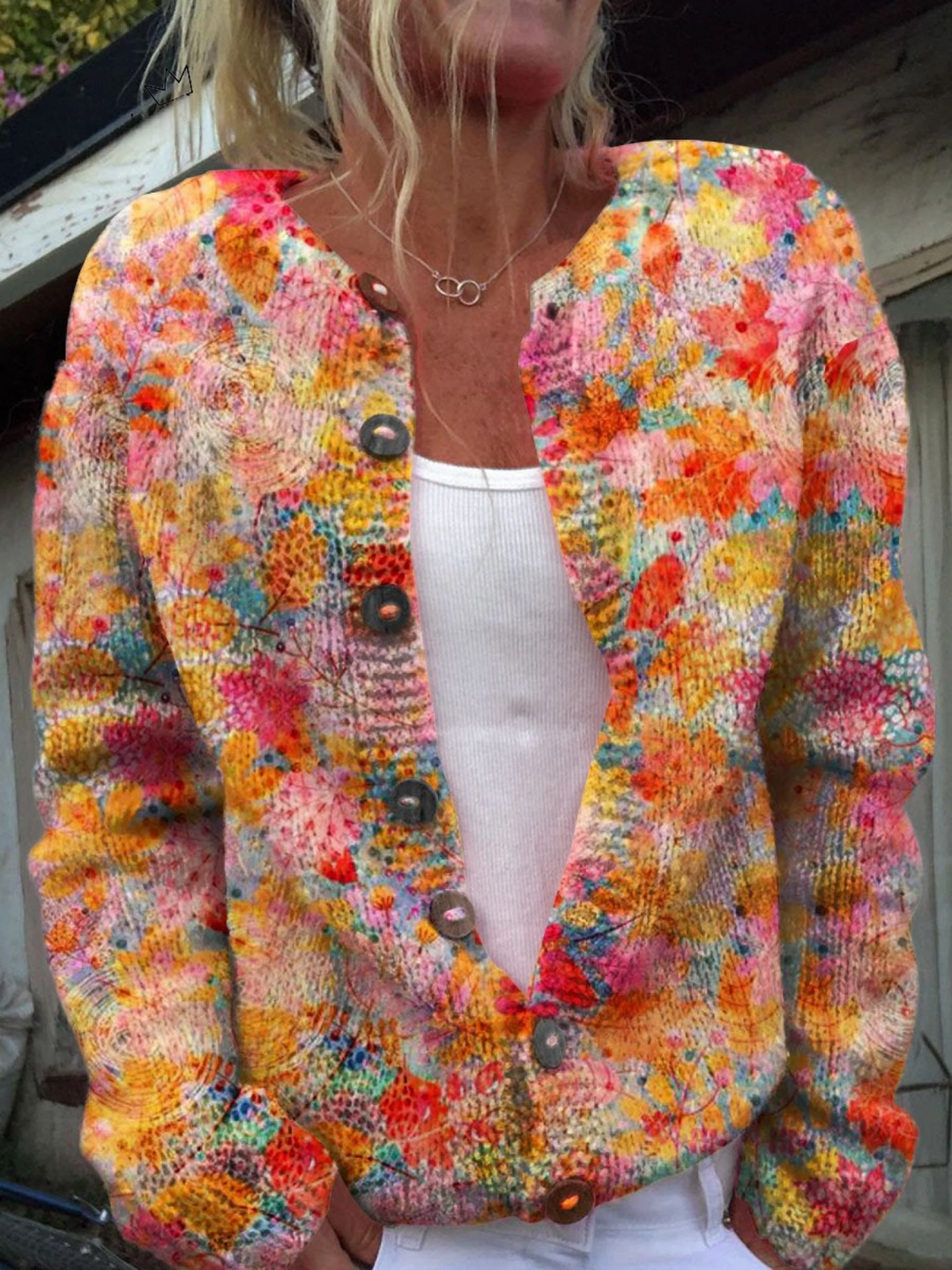 Darvina | Women's Floral Print Cardigan Sweater - Image 1