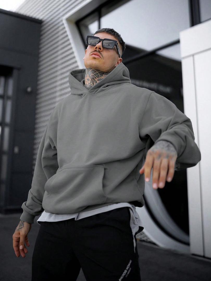 Daxon | Men's Oversized Hoodie Pullover - Grey - Image 1