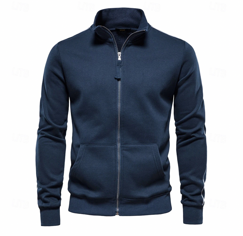 Daxton | Men's Full Zip Stand Collar Sweatshirt Jacket - Navy - Image 1