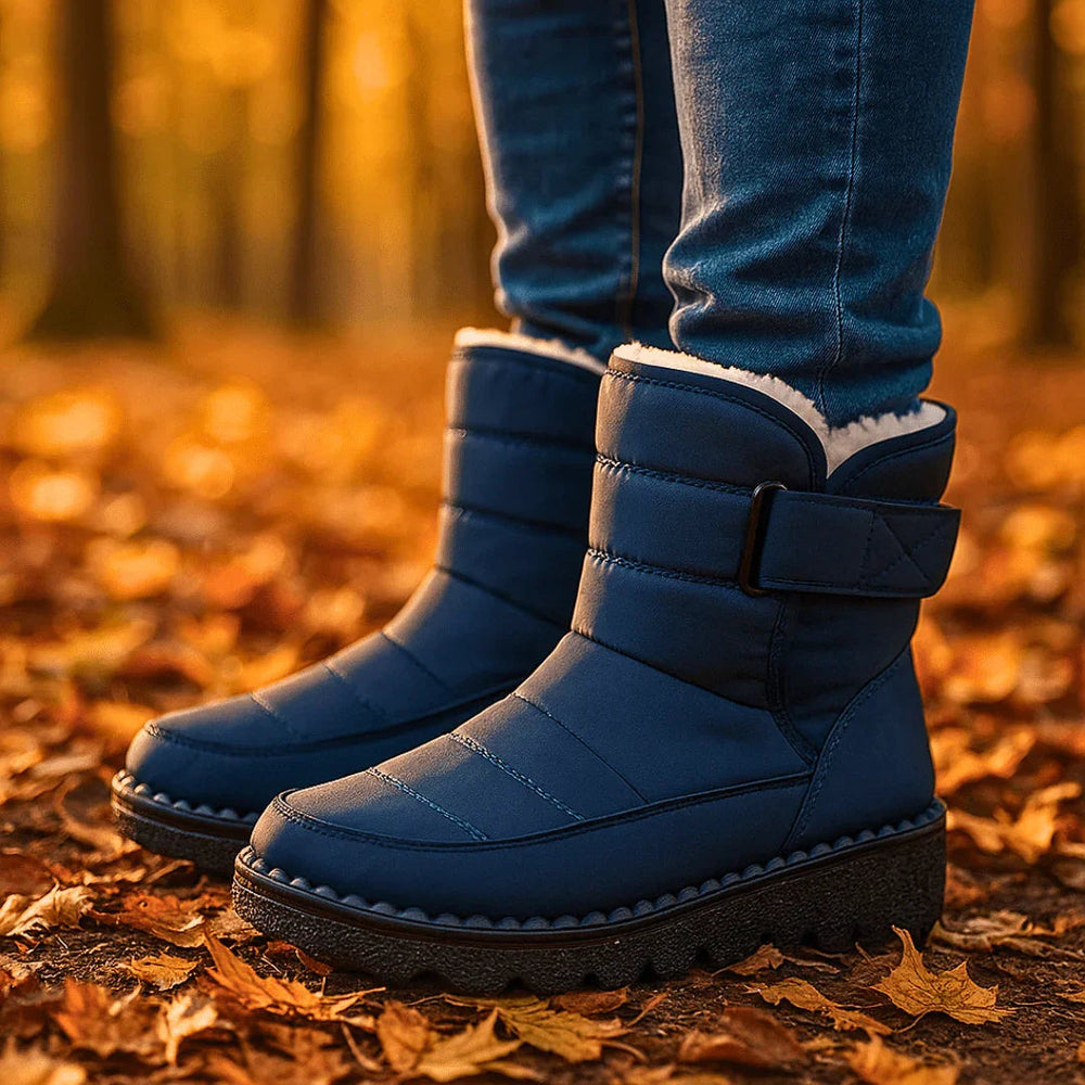 Delvaine | Women's Faux Fur Lined Winter Snow Boots - Red - Image 2