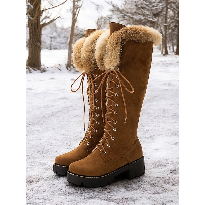 Delvara | Women's Waterproof Winter Boots Knee-High - Camel - Image 1