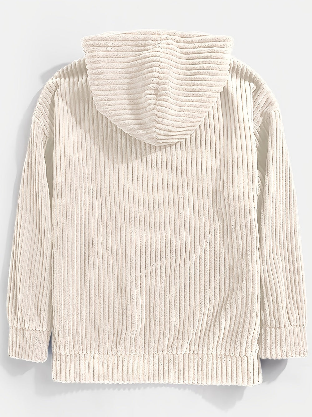 Delwyn | Women's Ribbed Knit Pullover Hoodie Sweater - Cream - Image 2