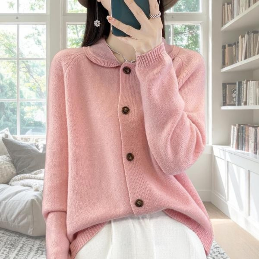 Demetria | Women's Button Front Long Sleeve Cardigan - Image 2
