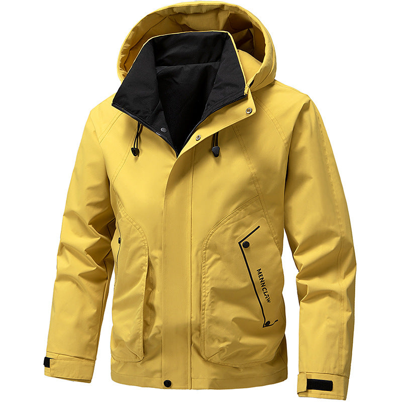 Dravick | Men's Hooded Windbreaker Jacket - Light Grey - Image 2