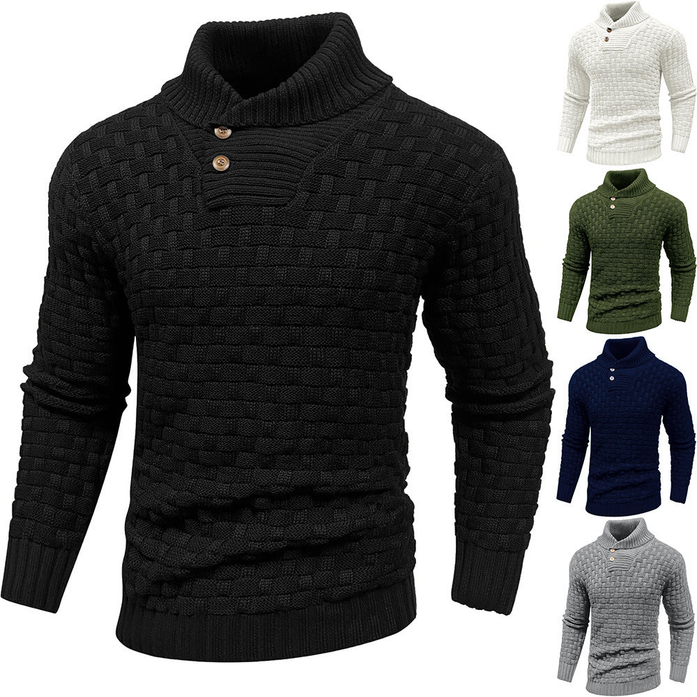 Dravson | Men's Knit Sweater Shawl Collar Pullover - Black - Image 1