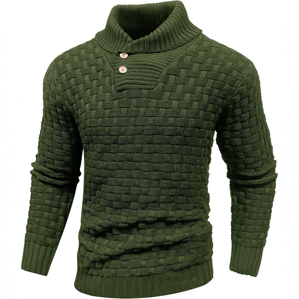 Dravson | Men's Knit Sweater Shawl Collar Pullover - Black - Image 2
