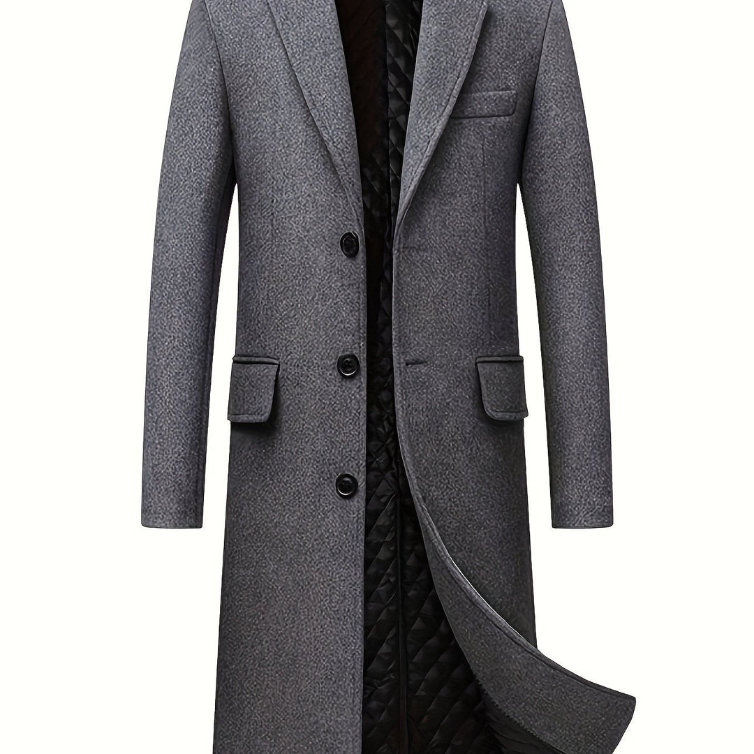 Eldwick | Men's Long Winter Coat Overcoat - Grey - Image 1