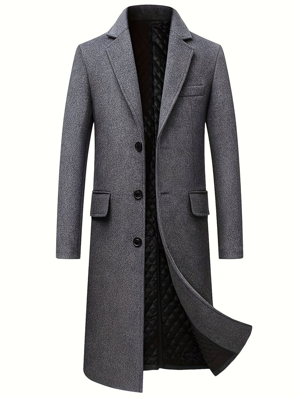 Eldwick | Men's Long Winter Coat Overcoat - Grey - Image 2
