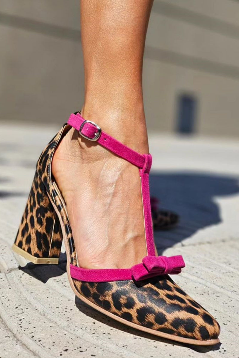 Emmaline | Women's Leopard Print Block Heel Sandals - Image 1