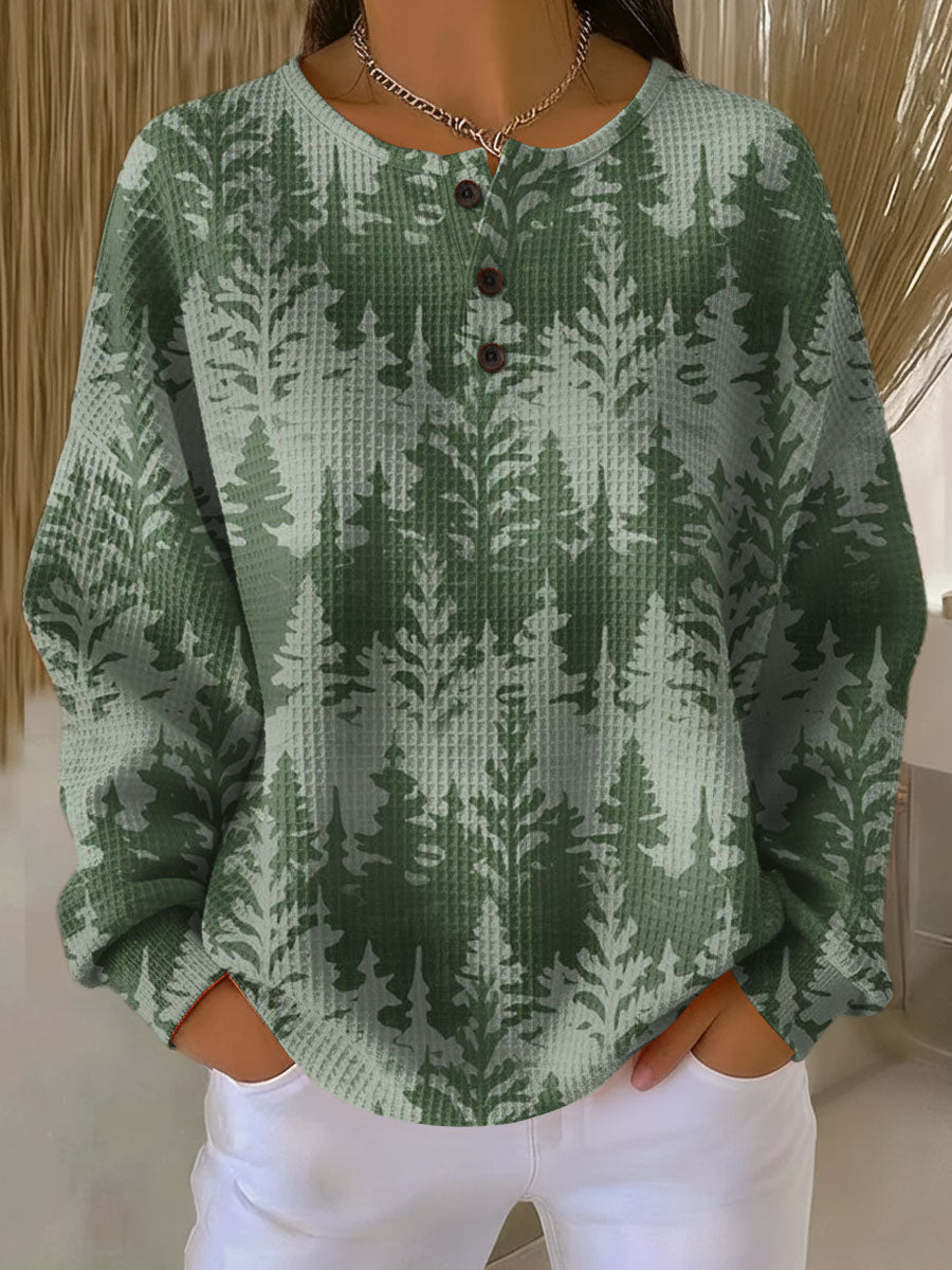 Esmeralda | Women's Botanical Long Sleeve Top - Green - Image 1