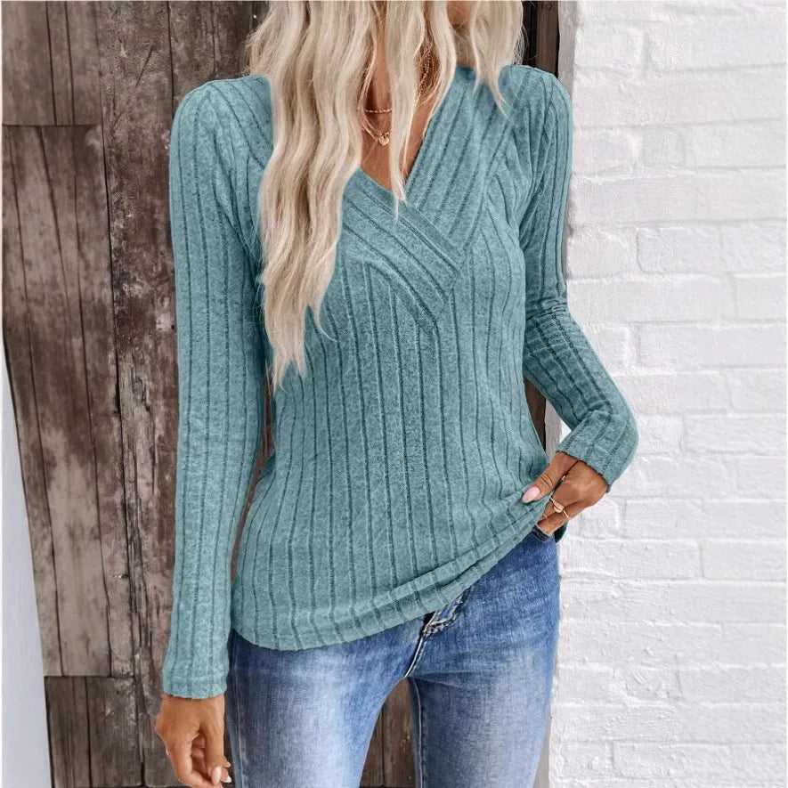 Estelle | Women's V-Neck Long Sleeve Sweater - Image 1