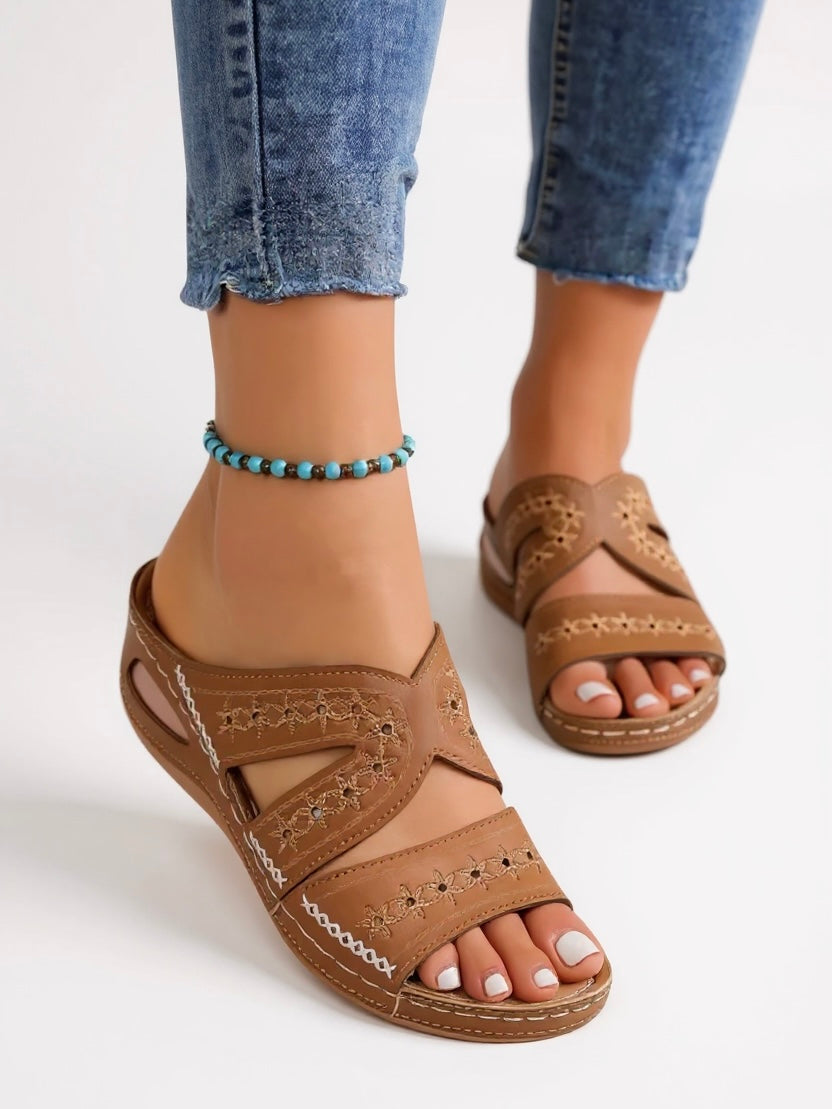 Esther | Women's Embroidered Slide Sandals - Image 1