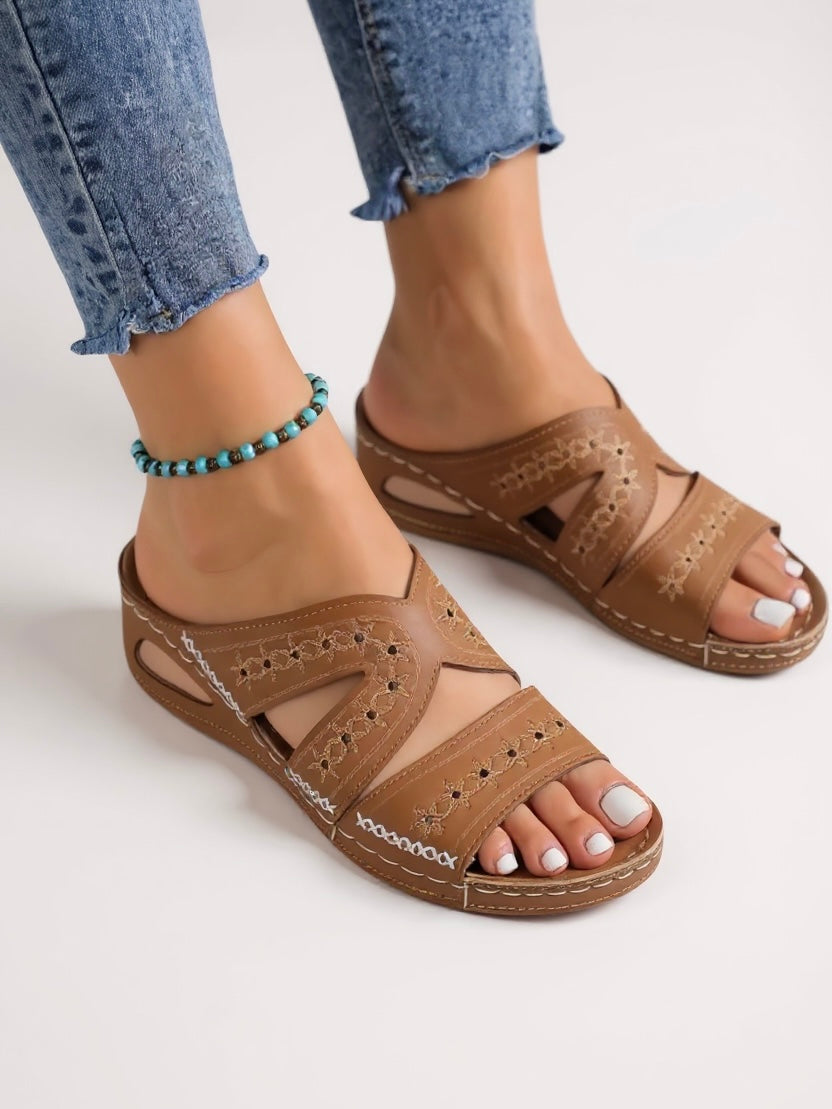 Esther | Women's Embroidered Slide Sandals - Image 2
