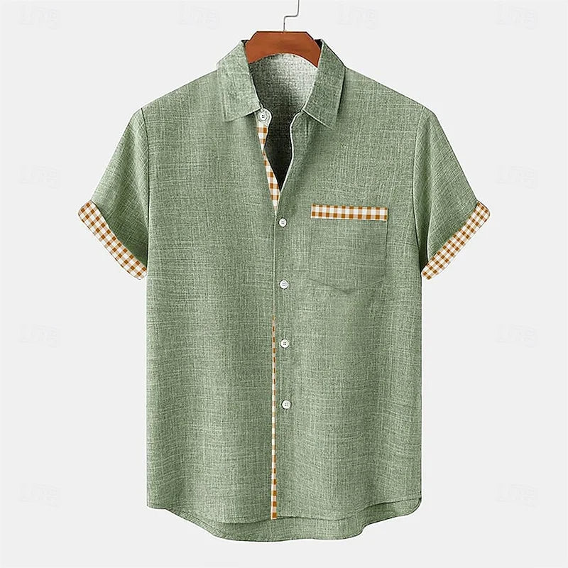 Evander

Wait, | Men's Short Sleeve Button Down Contrast Shirt - Sage - Image 1