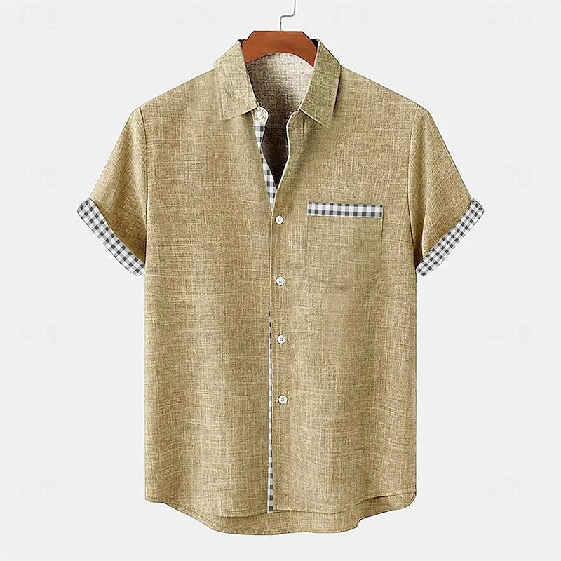 Evander

Wait, | Men's Short Sleeve Button Down Contrast Shirt - Sage - Image 2